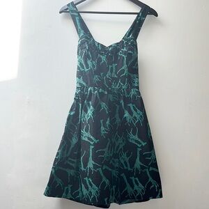 Kimchi Blue Black Green Giraffe Print Convertible Summer Dress M
